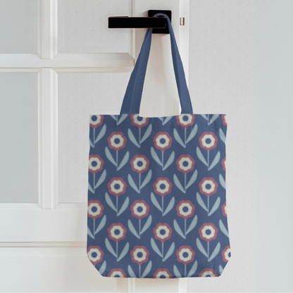 Midnight Bloom Canvas Tote Bag with Zipper