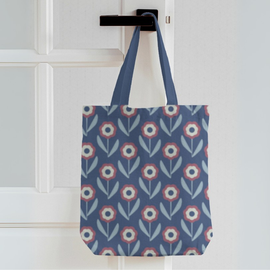 Midnight Bloom Canvas Tote Bag with Zipper