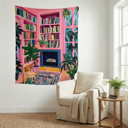 Books, Plants & Stillness Fabric Wall Tapestry