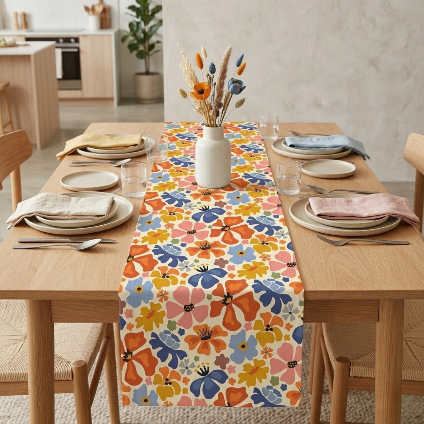 Boho Wildflower Garden Table Runner