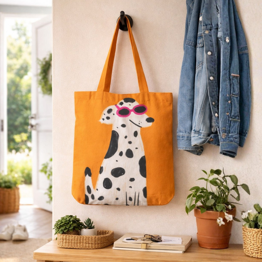 Cool Spot Dalmatian Canvas Tote Bag with Zipper