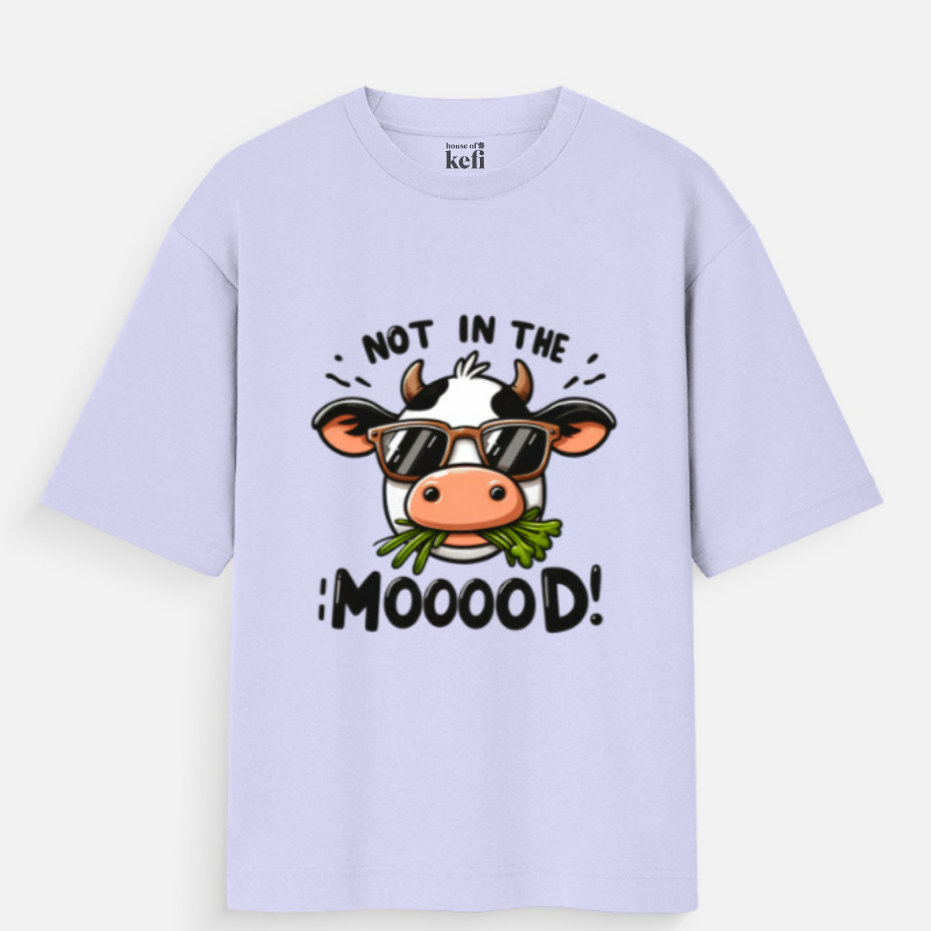 Not in the Moooood Funny Unisex Oversized Cotton T-Shirt