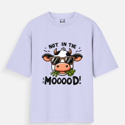 Not in the Moooood Funny Unisex Oversized Cotton T-Shirt