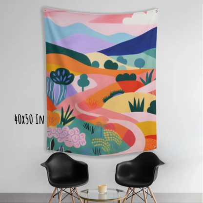 Where the Path Softens Fabric Wall Tapestry