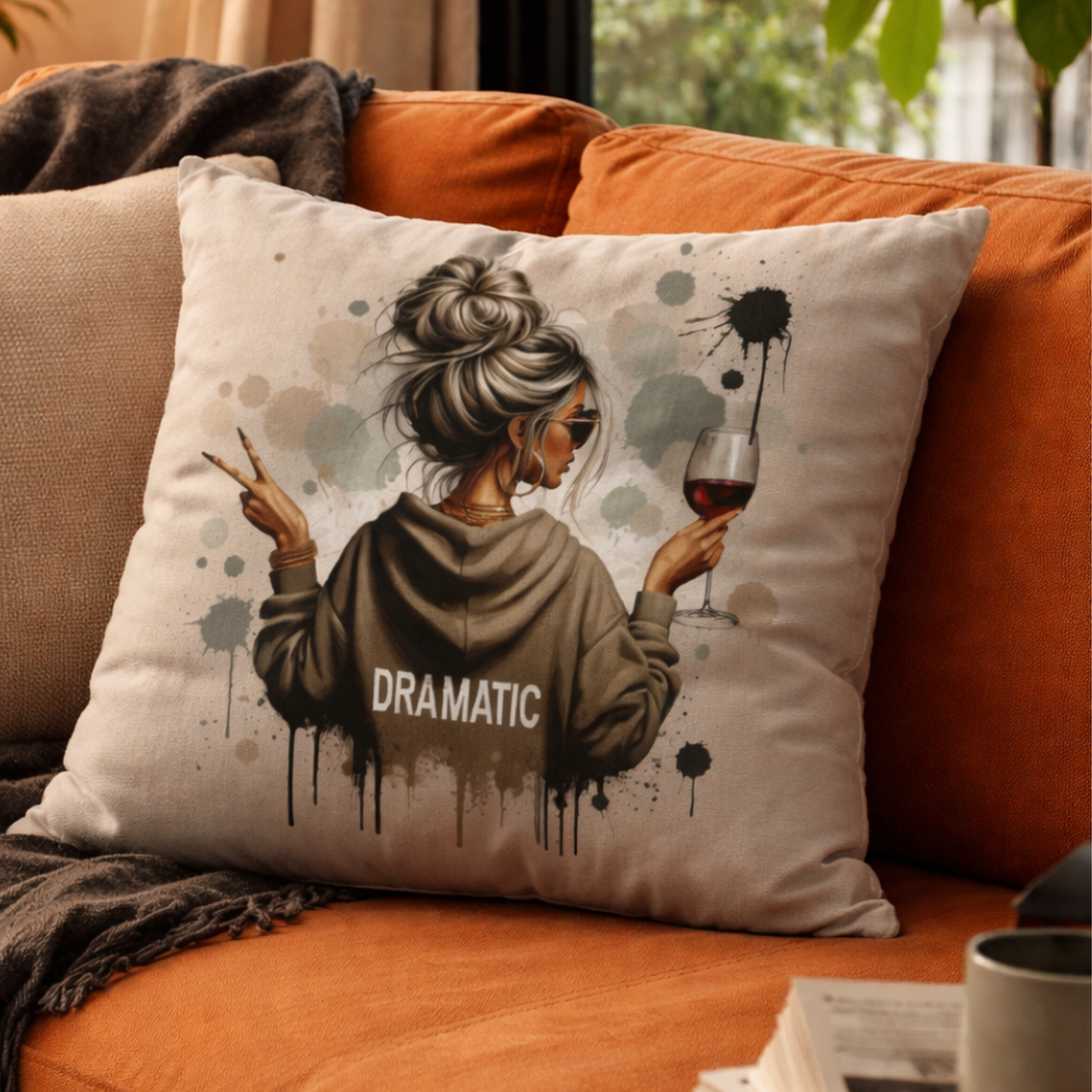 Boho Dramatic Girl Vibes Cushion Cover