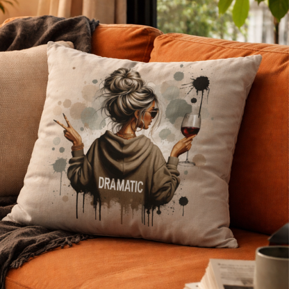 Boho Dramatic Girl Vibes Cushion Cover