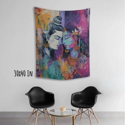 Shiva–Shakti in Quiet Union Fabric Wall Tapestry