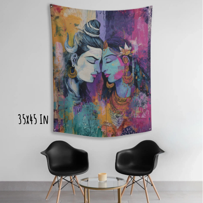 Shiva–Shakti in Quiet Union Fabric Wall Tapestry