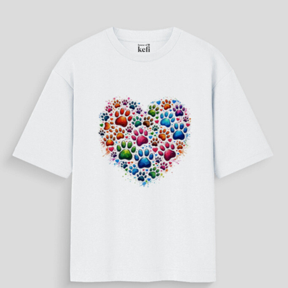 Paw Prints Unisex Oversized Cotton T-Shirt