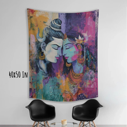 Shiva–Shakti in Quiet Union Fabric Wall Tapestry