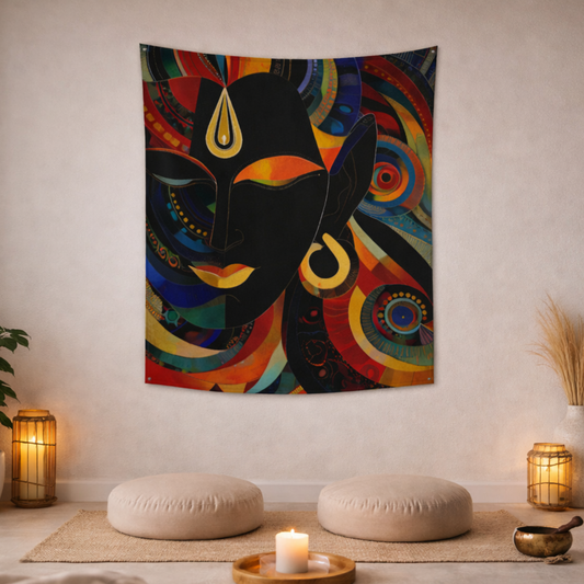 Shiva in Stillness Fabric Wall Tapestry