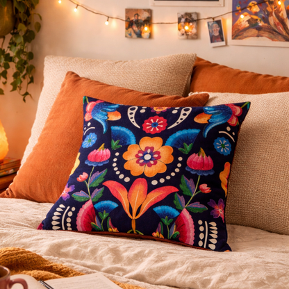 Boho Folk Bloom Cushion Cover