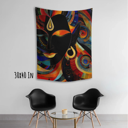 Shiva in Stillness Fabric Wall Tapestry