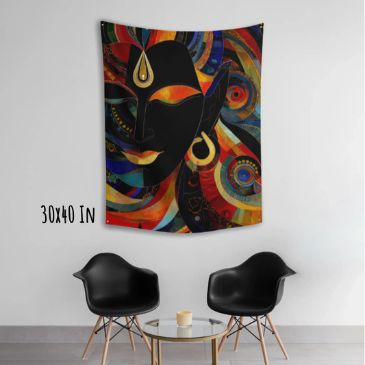 Shiva in Stillness Fabric Wall Tapestry