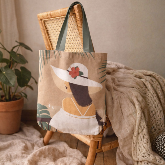 Tropical Muse Canvas Tote Bag with Zipper