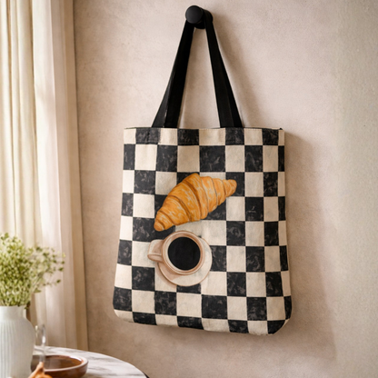 Breakfast Mood Canvas Tote Bag with Zipper