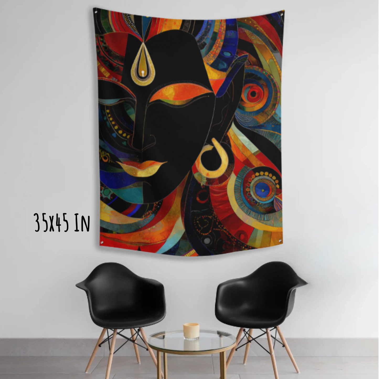 Shiva in Stillness Fabric Wall Tapestry