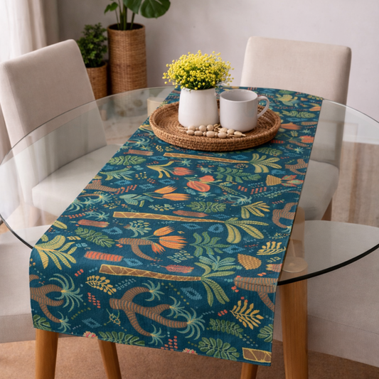 Midnight Boho Tropical Garden Table Runner