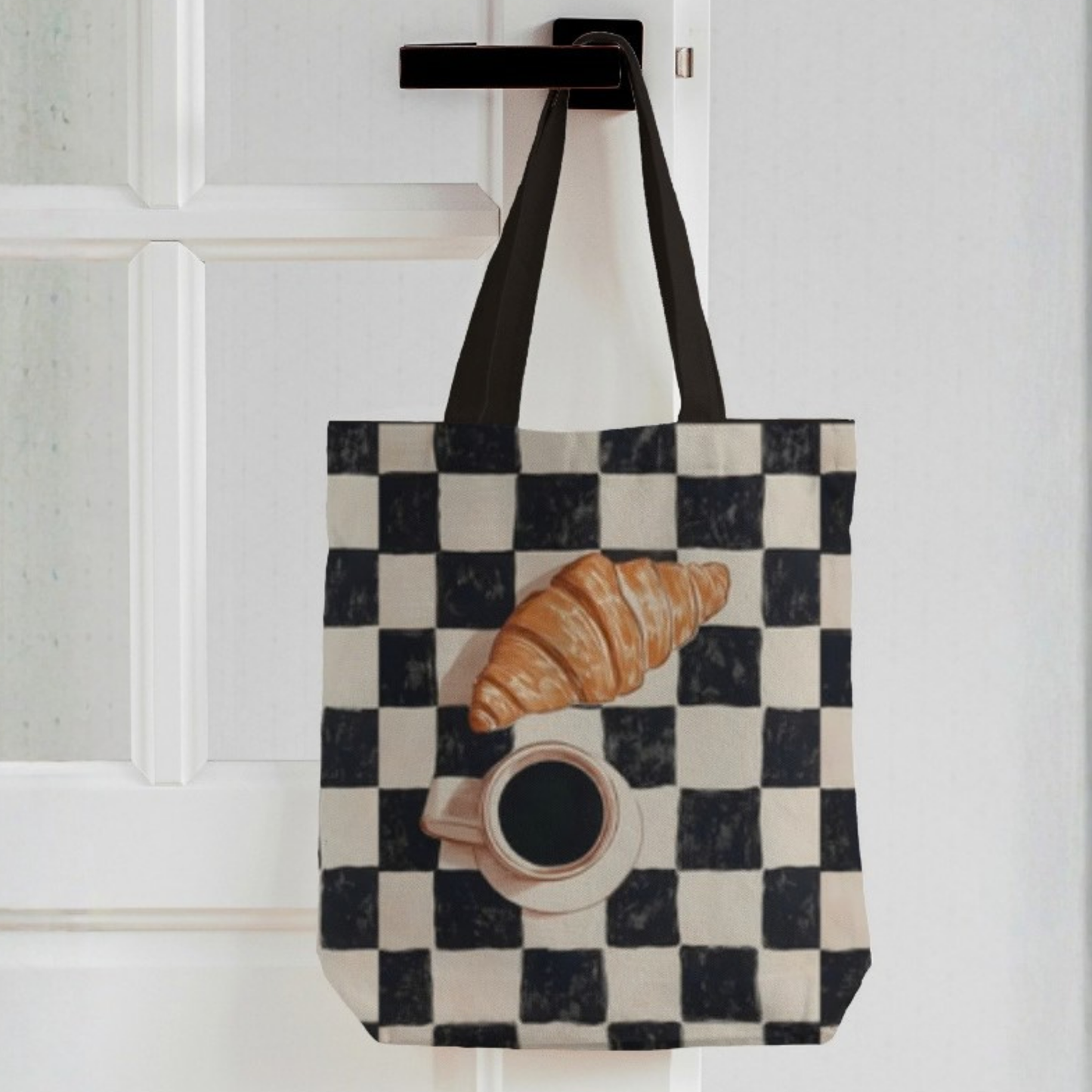 Breakfast Mood Canvas Tote Bag with Zipper