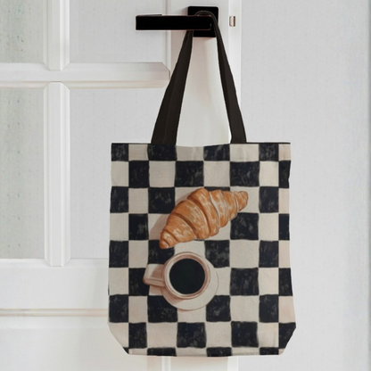 Breakfast Mood Canvas Tote Bag with Zipper