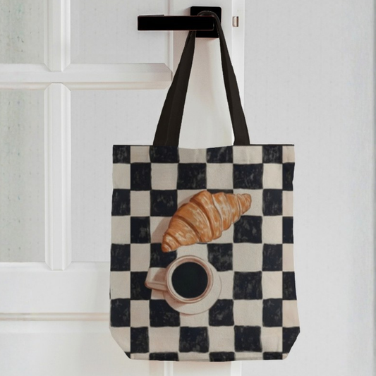 Breakfast Mood Canvas Tote Bag with Zipper