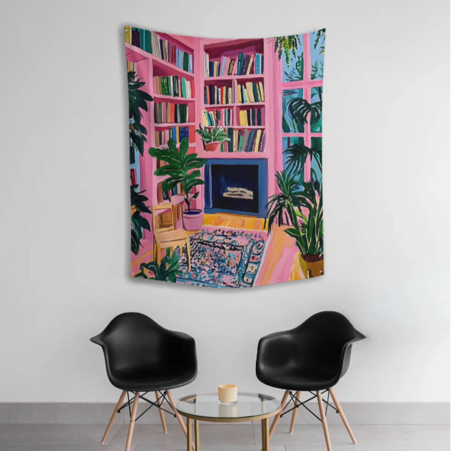 Books, Plants & Stillness Fabric Wall Tapestry