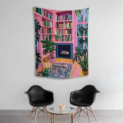 Books, Plants & Stillness Fabric Wall Tapestry