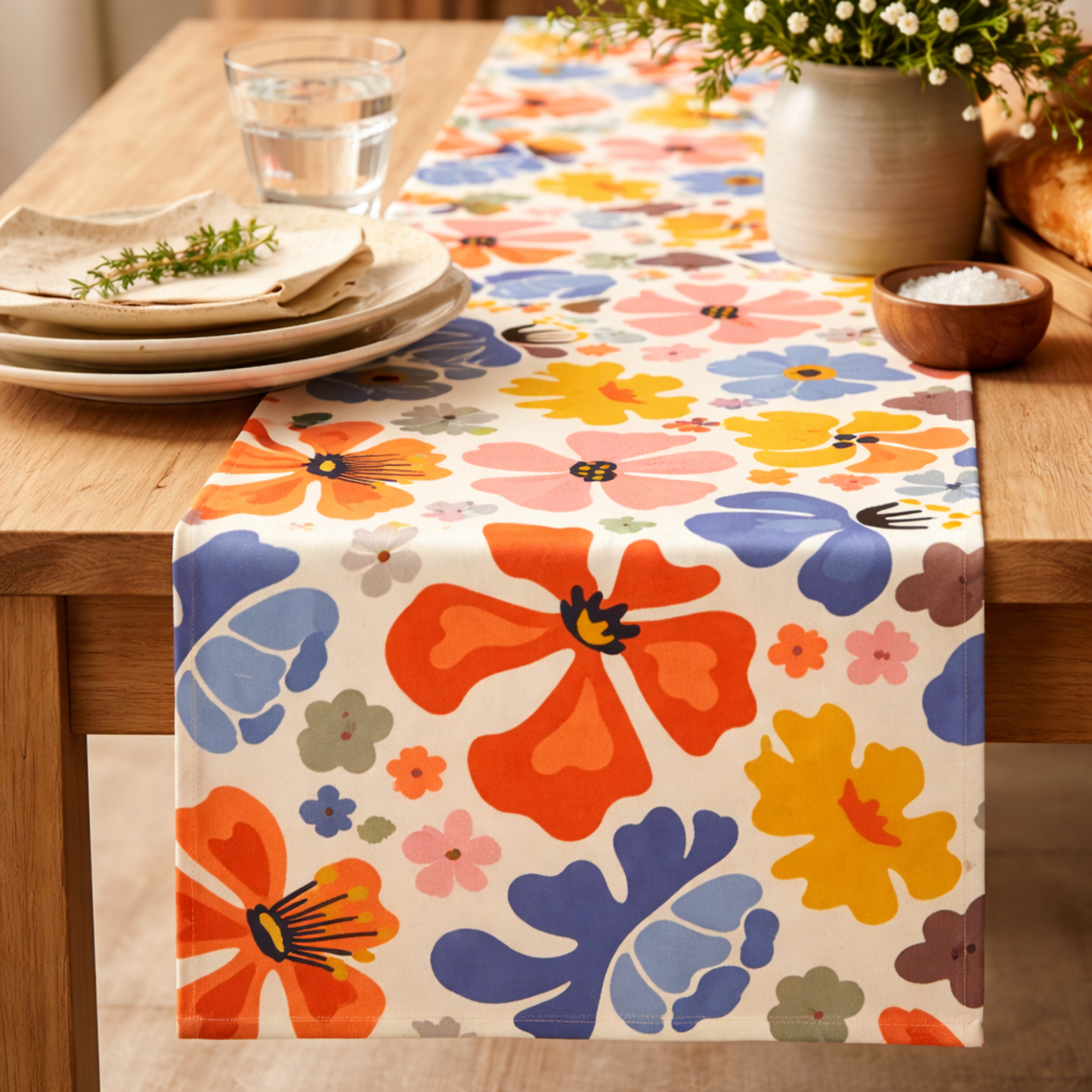 Boho Wildflower Garden Table Runner