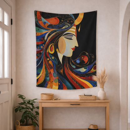 Shiva in Cosmic Flow Fabric Wall Tapestry