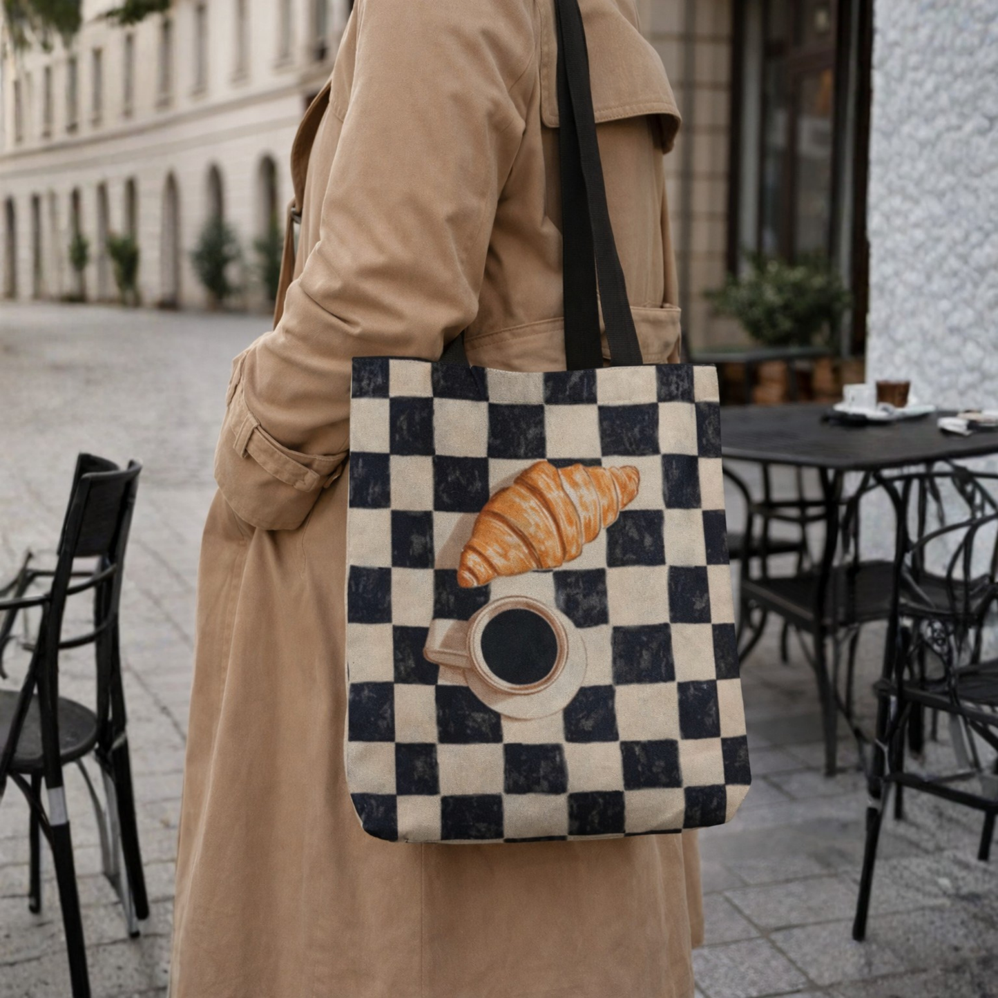 Breakfast Mood Canvas Tote Bag with Zipper
