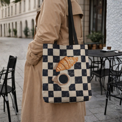 Breakfast Mood Canvas Tote Bag with Zipper