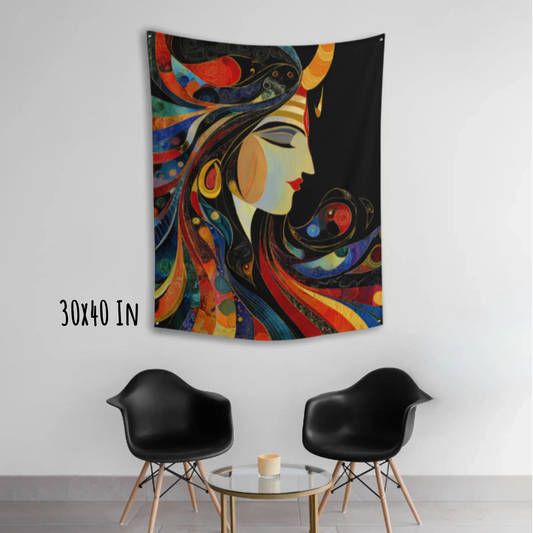 Shiva in Cosmic Flow Fabric Wall Tapestry
