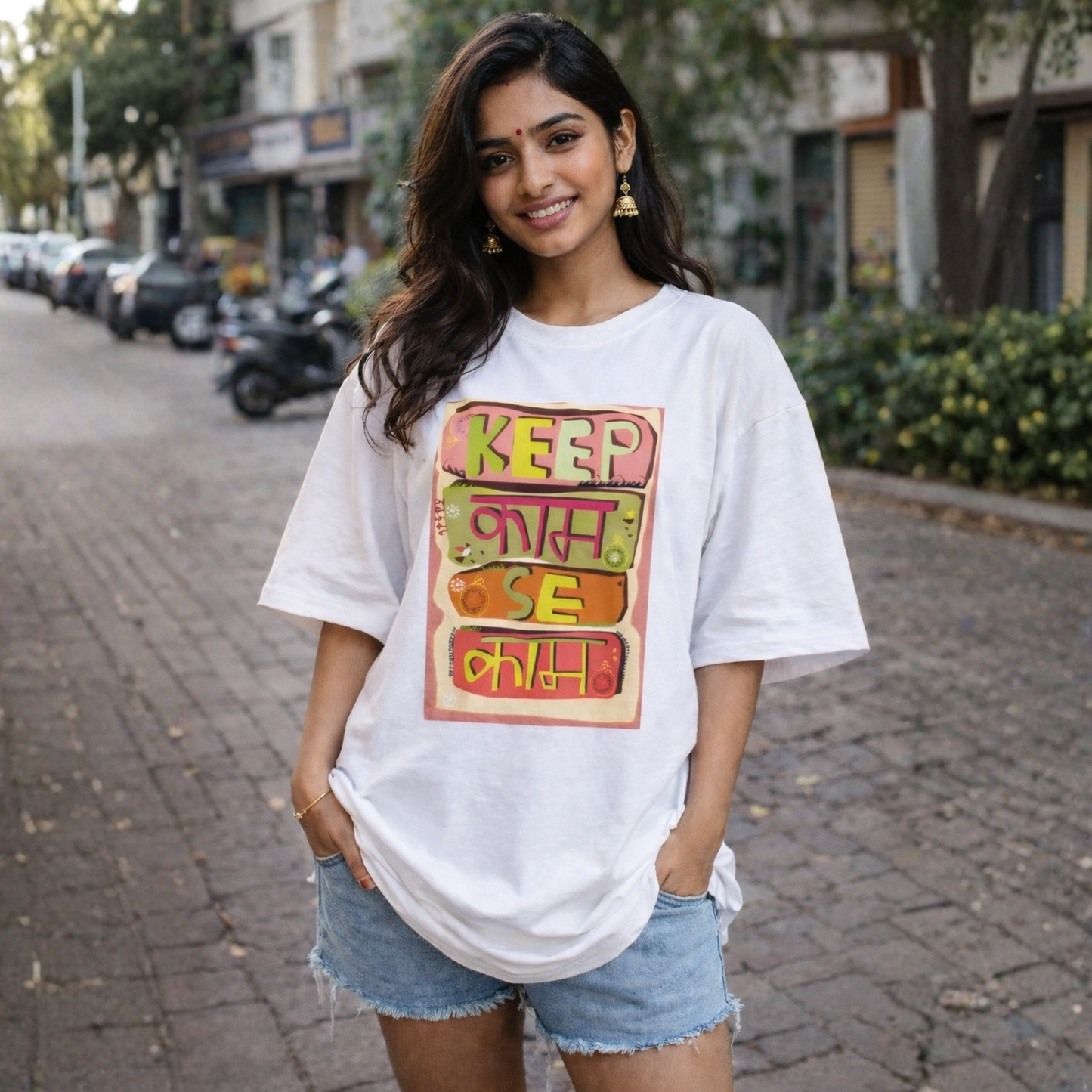 Keep Kaam Se Kaam Unisex Oversized Cotton Tee