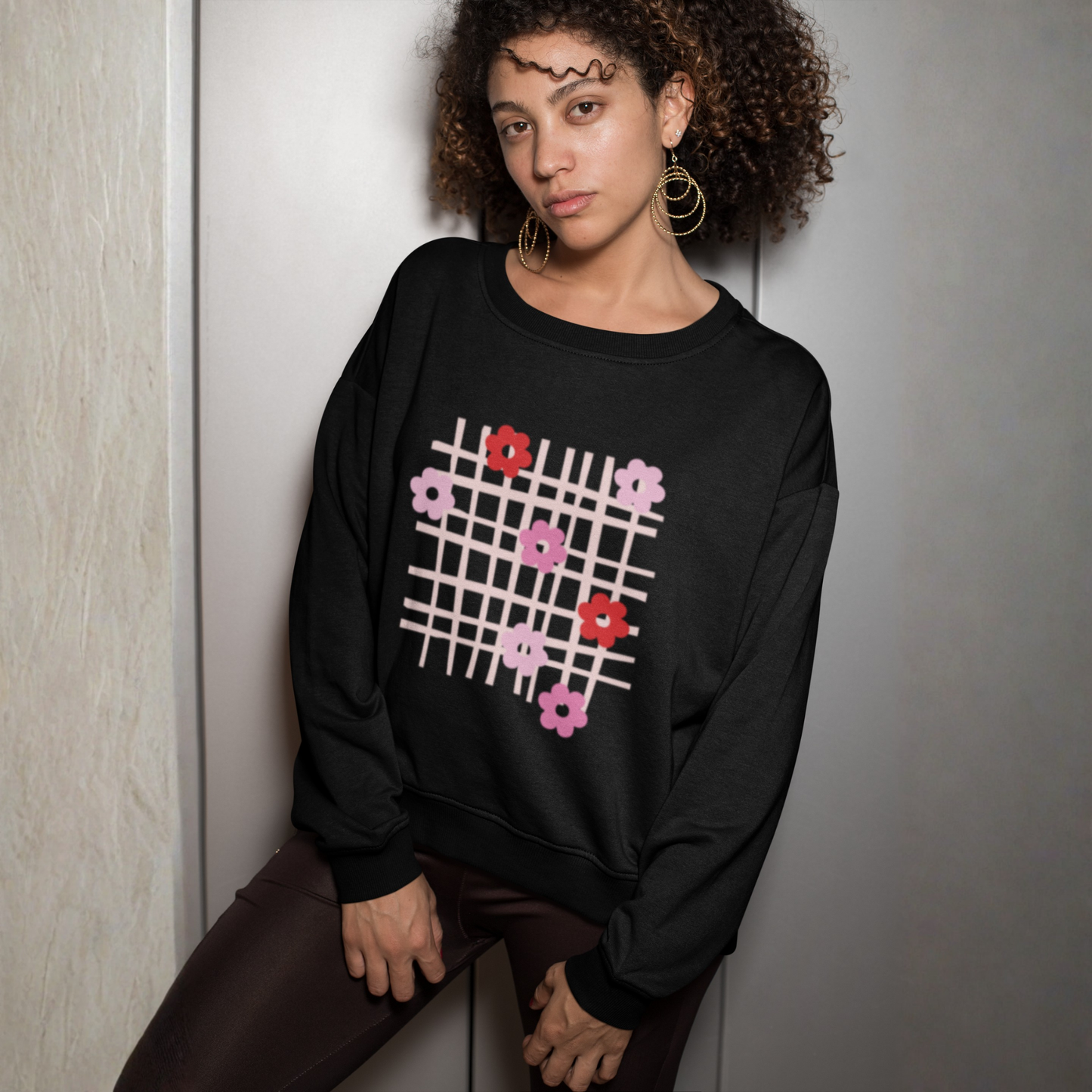 Retro Daisy Grid Sweatshirt