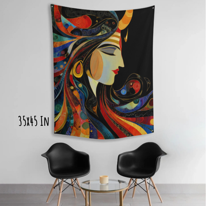 Shiva in Cosmic Flow Fabric Wall Tapestry
