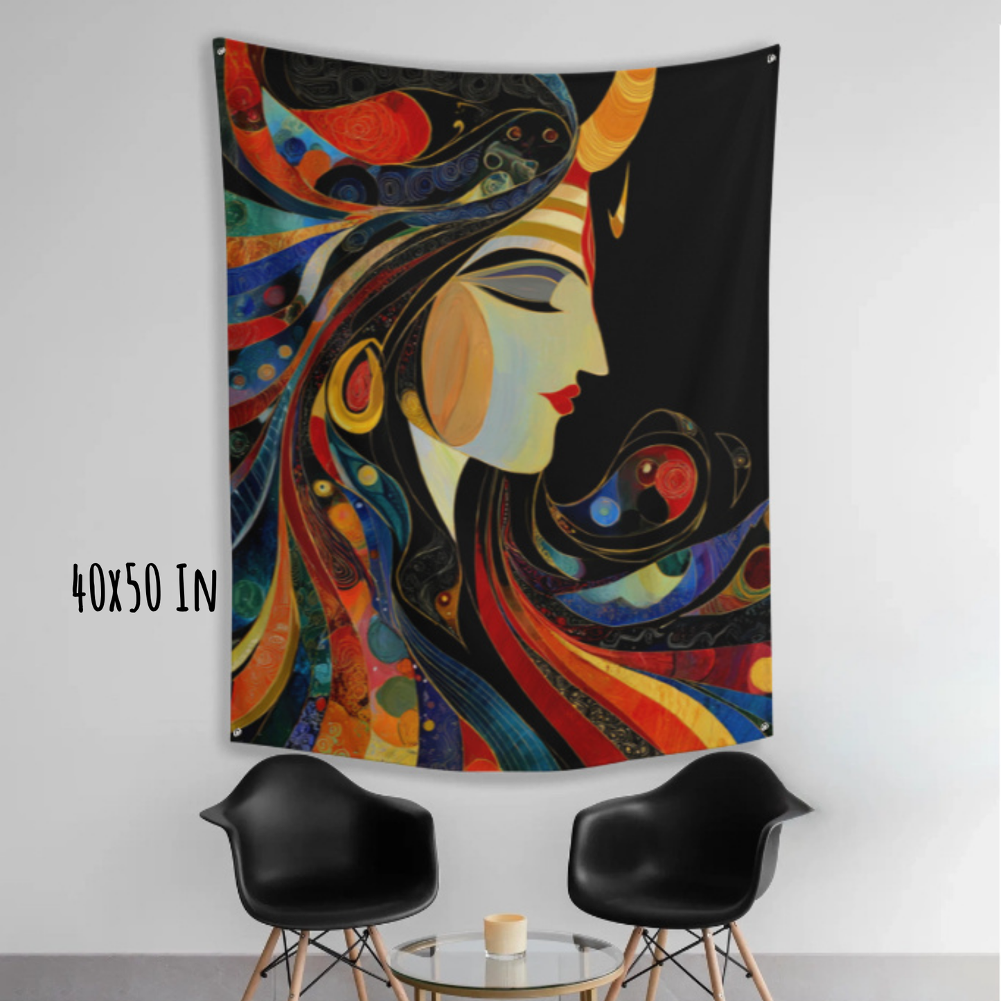 Shiva in Cosmic Flow Fabric Wall Tapestry