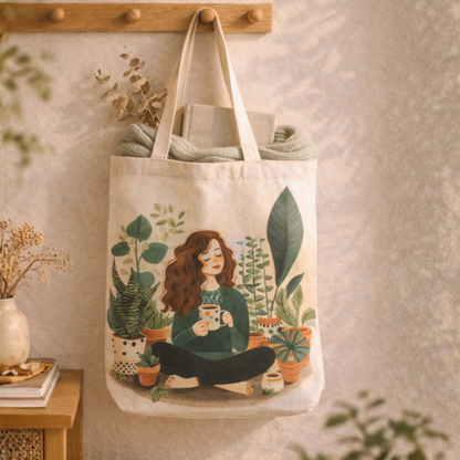 Morning Brew Canvas Tote Bag with Zipper