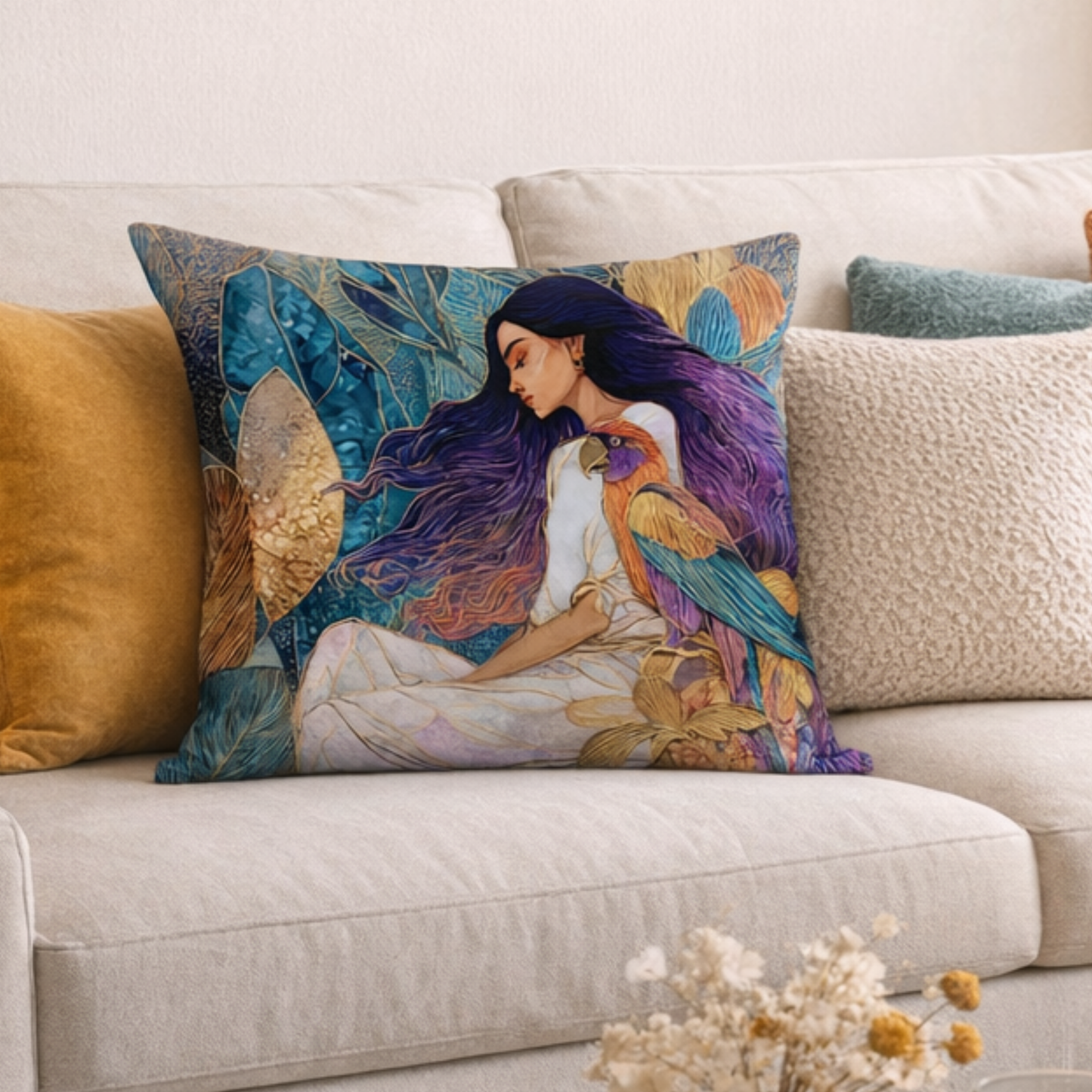 Midnight Bloom Muse Boho Cushion Cover