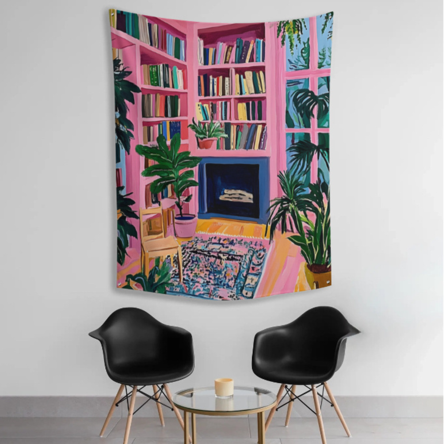 Books, Plants & Stillness Fabric Wall Tapestry
