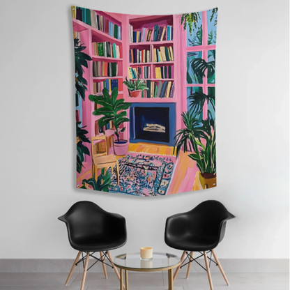 Books, Plants & Stillness Fabric Wall Tapestry