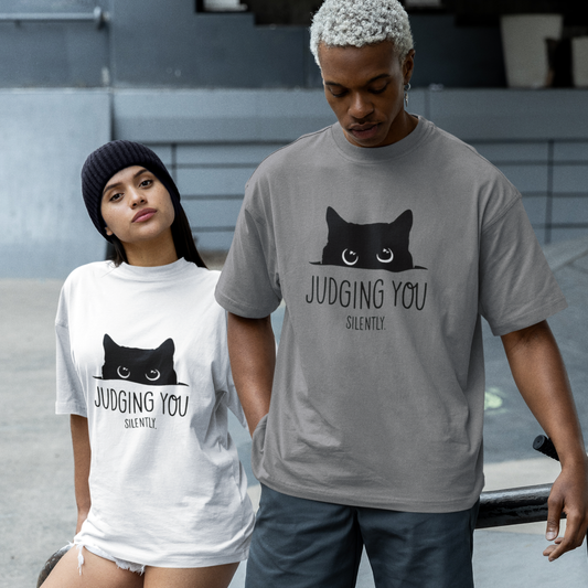 Judging You Silently Unisex Oversized Cotton T-Shirt