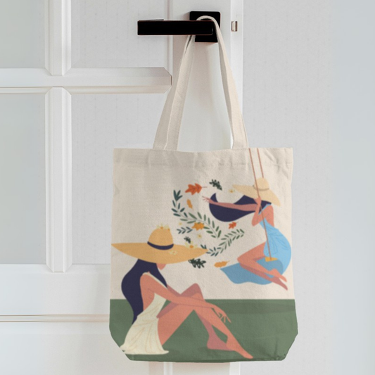 Carefree Days Canvas Tote Bag with Zipper