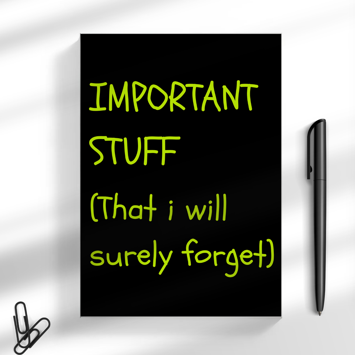 Important Stuff (That I Will Surely Forget) A5 Notebook