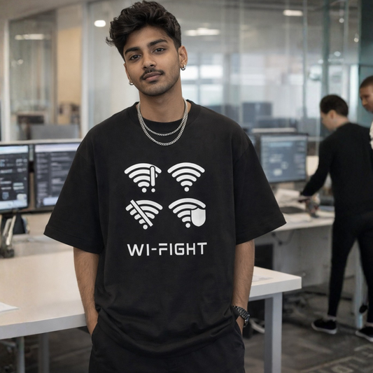 Wi-Fight? Unisex Oversized Cotton T-Shirt