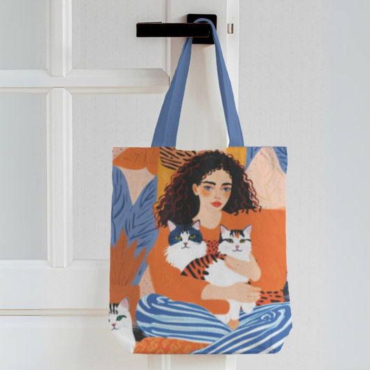 Cat Cuddle Canvas Tote Bag