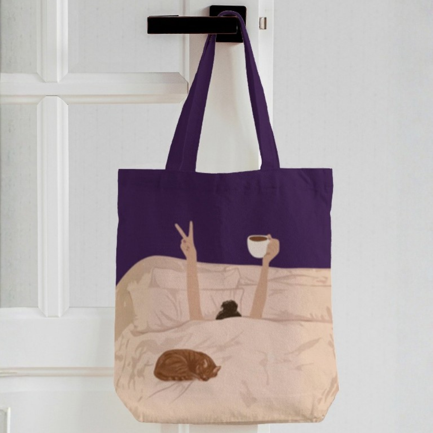 Slow Morning Energy Canvas Tote Bag with Zipper