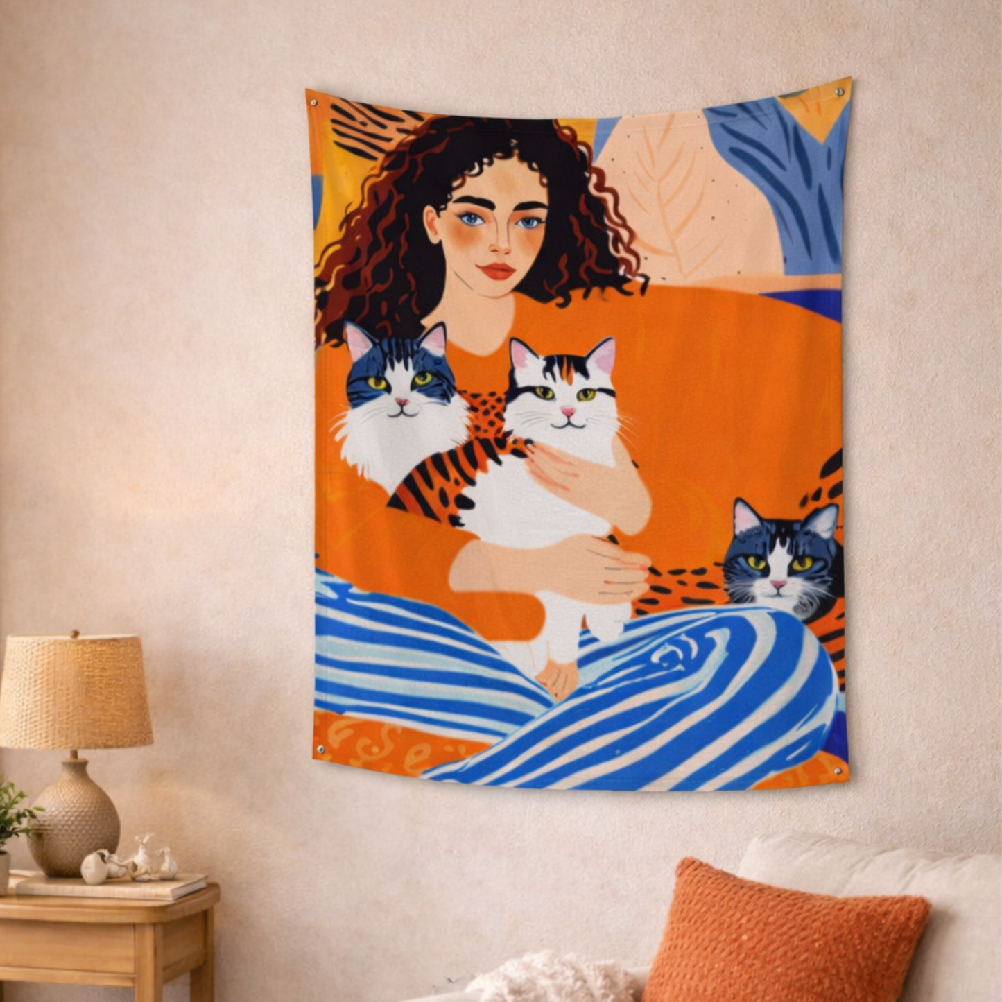 Held by Cats Fabric Wall Tapestry