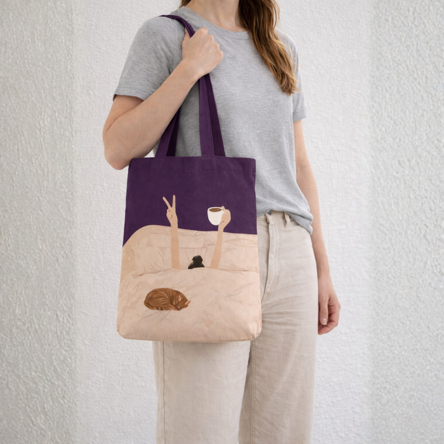 Slow Morning Energy Canvas Tote Bag with Zipper