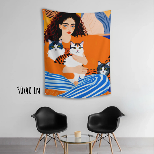 Held by Cats Fabric Wall Tapestry