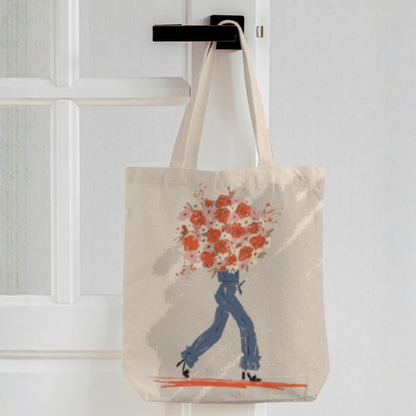Flower Power Canvas Tote Bag with Zipper
